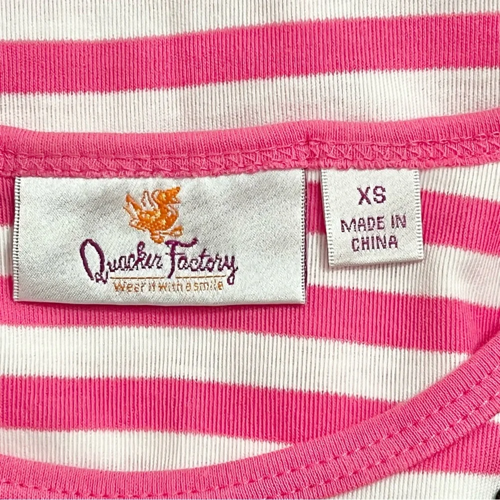 NWOT Quacker Factory Pink Stripe Top Cruise Beachy Resortwear - Picture 6 of 7